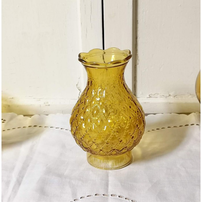 Globe de verre jaune ambré vintage